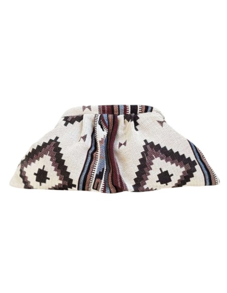 Bolso de mano en tejido estampado de rombos