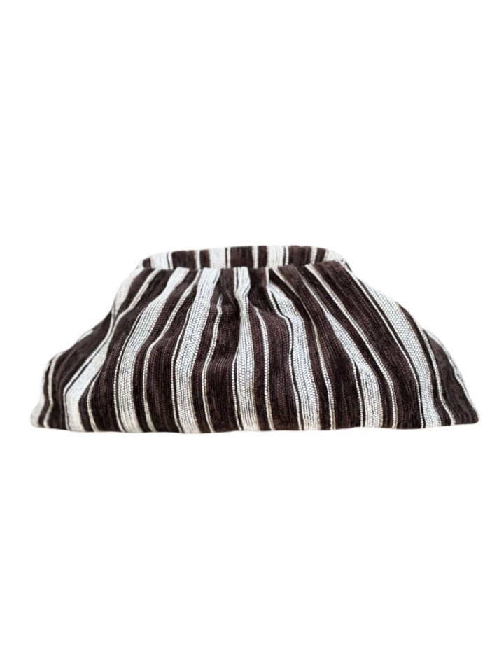 Handbag in chenille fabric with stripes