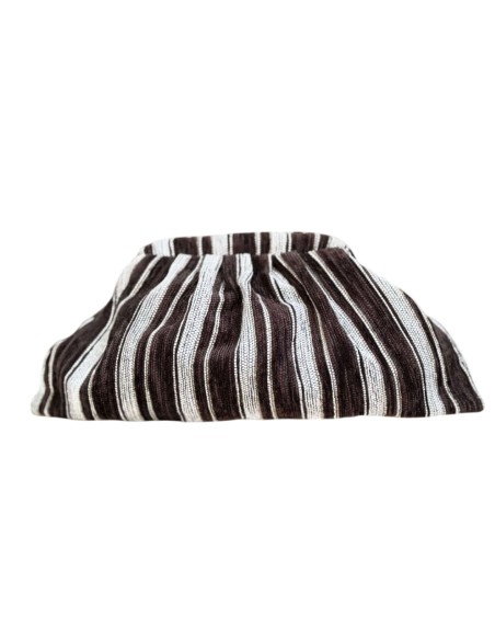 Handbag in chenille fabric with stripes