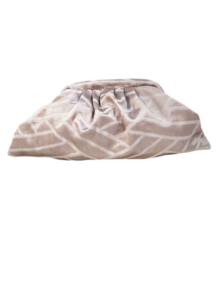 Handbag in taupe brocade fabric