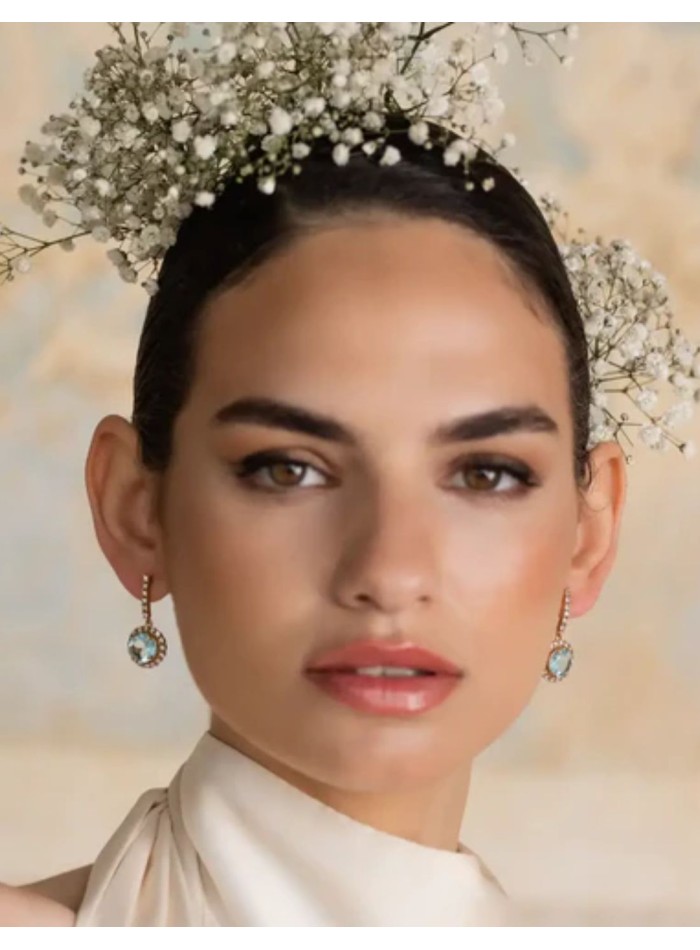 Boucles d'oreilles avec pierre aigue-marine...