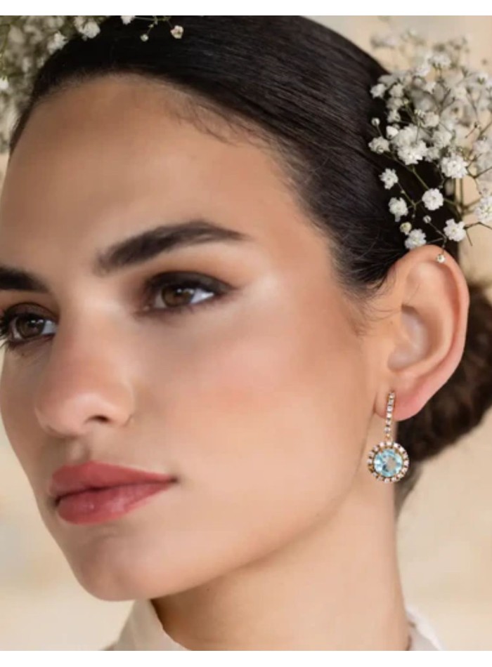 Boucles d'oreilles avec pierre aigue-marine...