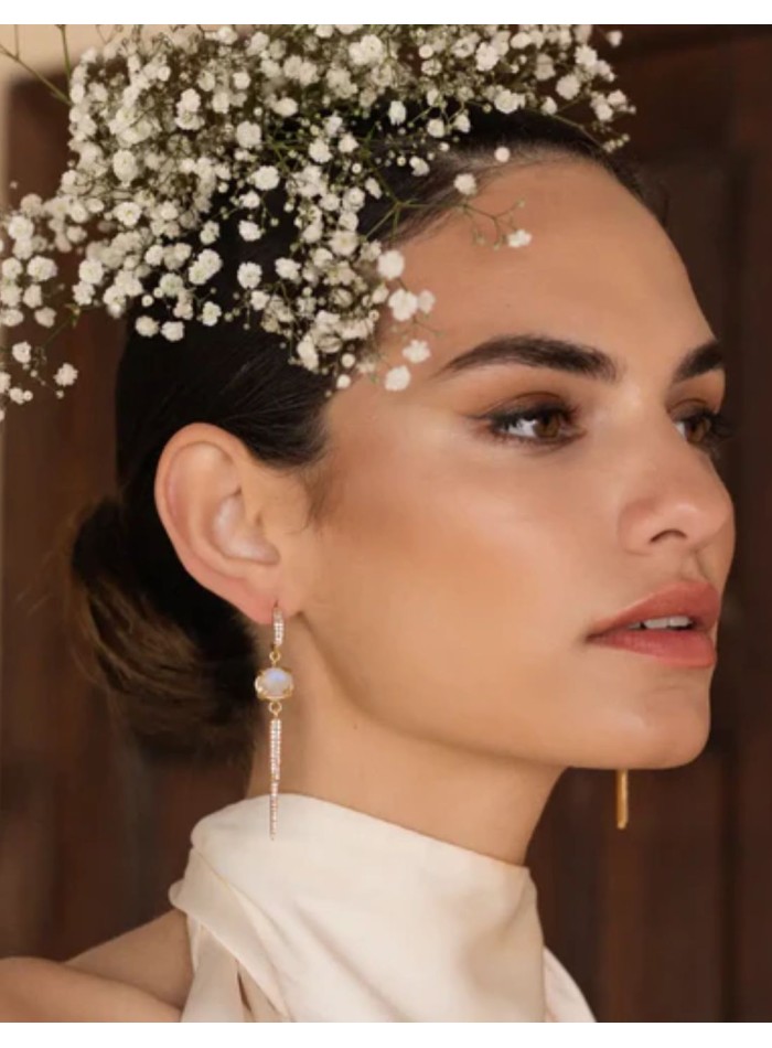 Boucles d'oreilles avec pierre de lune et...