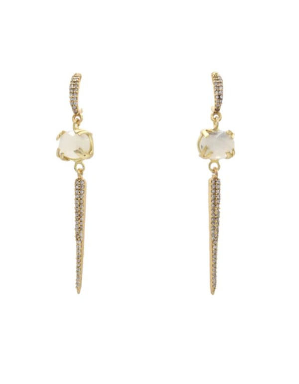 Boucles d'oreilles avec pierre de lune et barrette de...