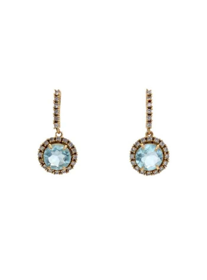 Earrings with aquamarine stone surrounded by...