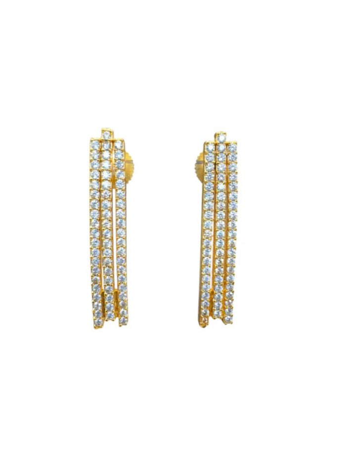 Boucles d'oreilles avec trois rangées de zircons