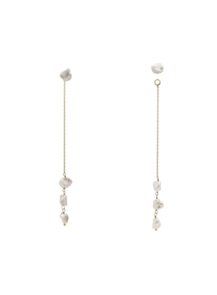 Boucles d'oreilles avec chaîne fine et perles...