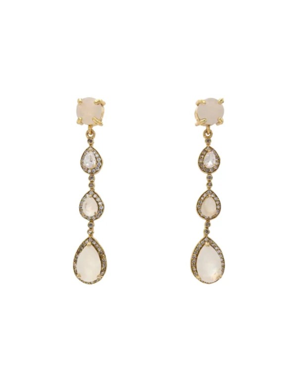 Teardrop earrings with faceted stones and zircons
