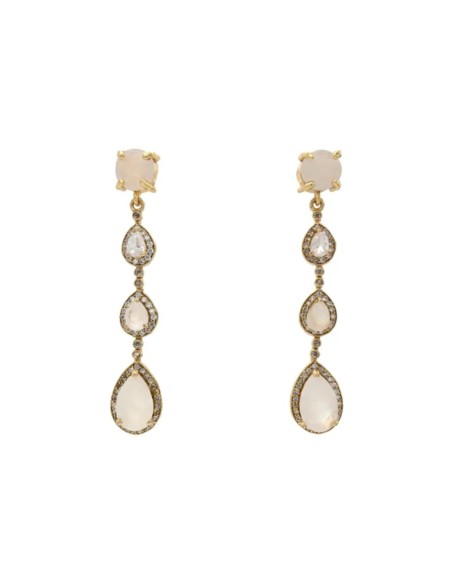 Teardrop earrings with faceted stones and zircons