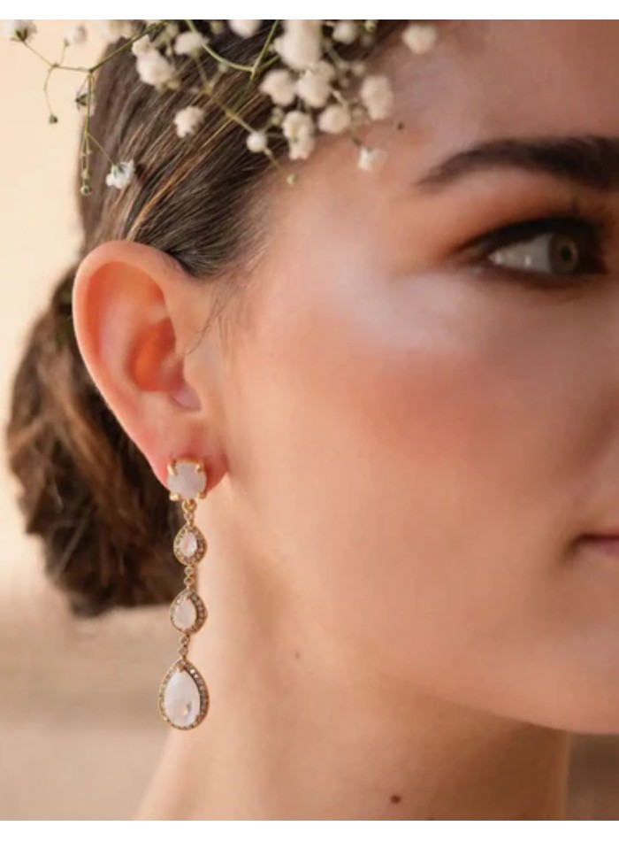 Pendientes de lágrimas con piedras facetadas y circonitas