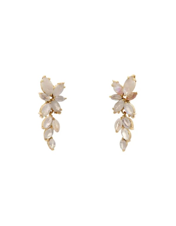 Boucles d'oreilles fleurs avec feuilles sculptées en...