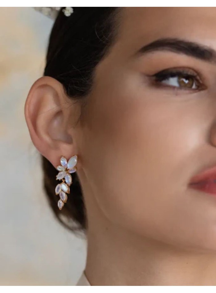 Boucles d'oreilles fleurs avec feuilles...