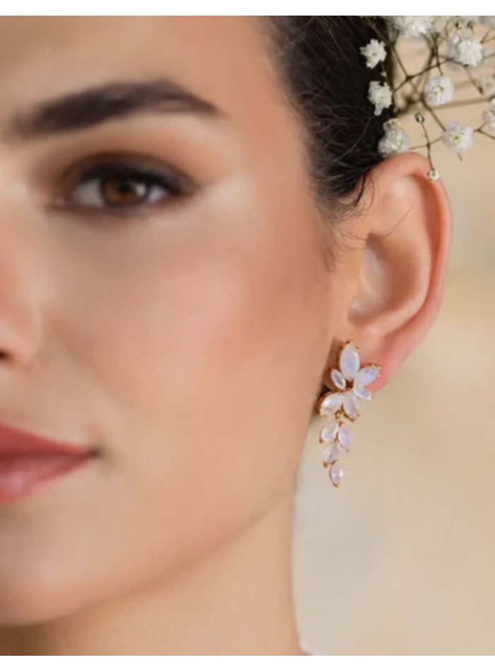 Boucles d'oreilles fleurs avec feuilles...