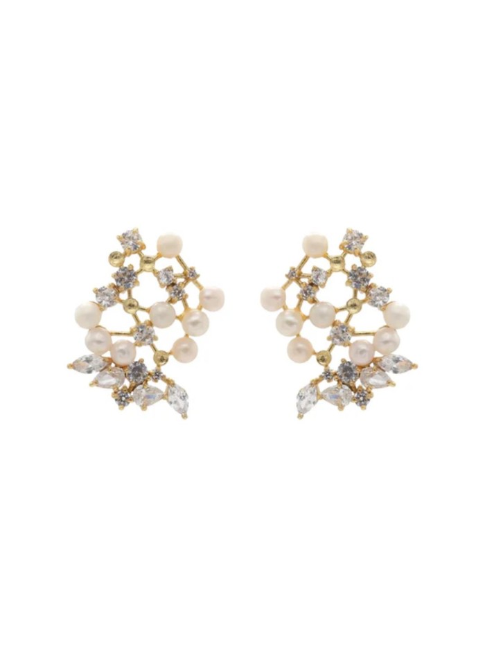 Boucles d'oreilles en perles avec zircon en...