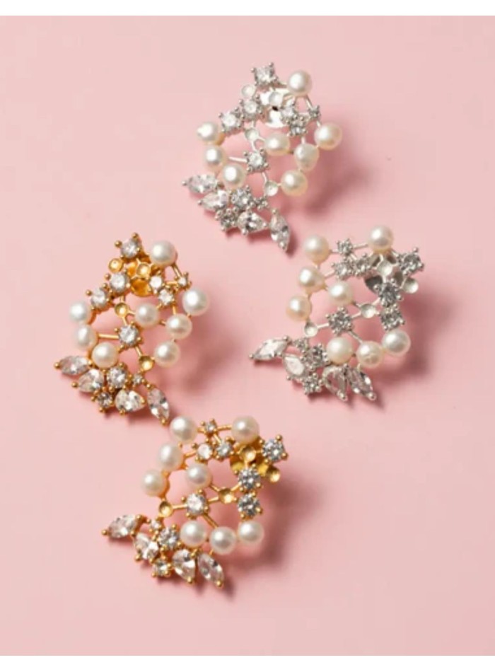 Boucles d'oreilles en perles avec zircon en...