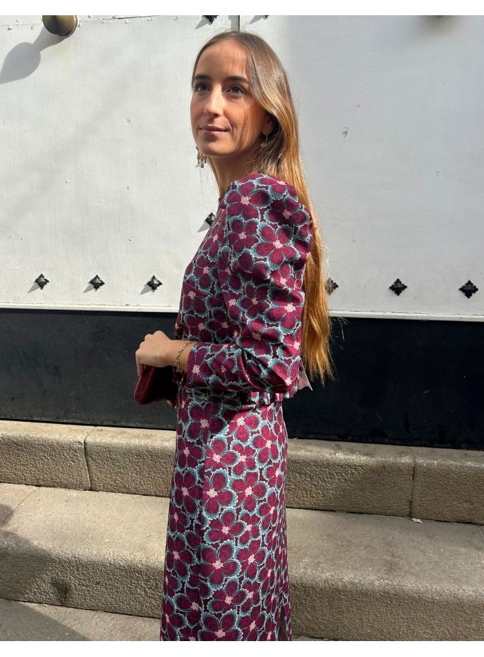 Bougainvillea floral print top and skirt set