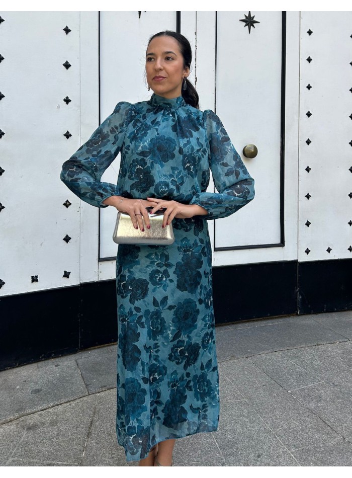 Parure d'invité avec imprimé bleu et tissu...