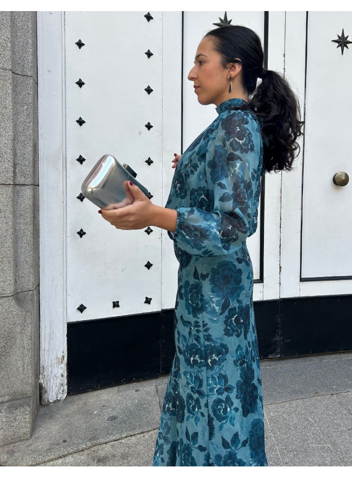 Bolso de fiesta elegante metalizado en plata