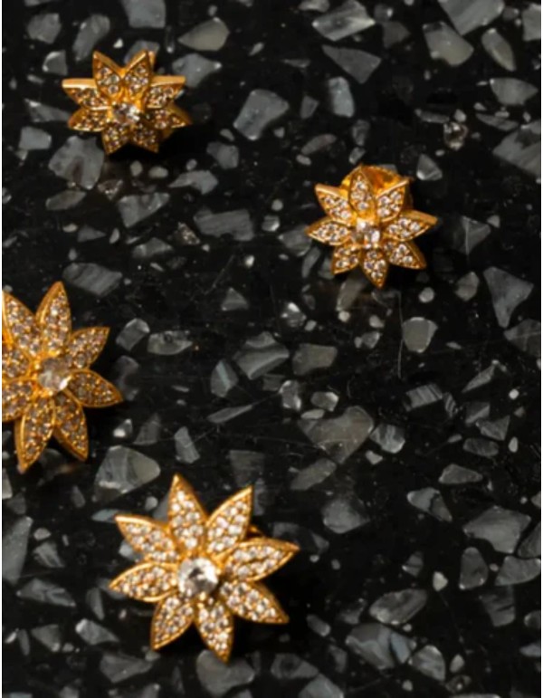 Flower-shaped zirconia earrings 2