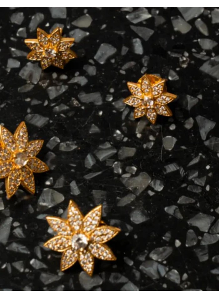 Flower-shaped zirconia earrings