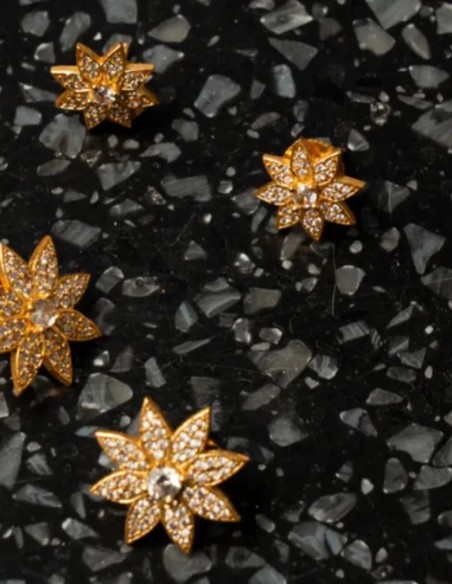 Pendientes con circonitas en forma de flor