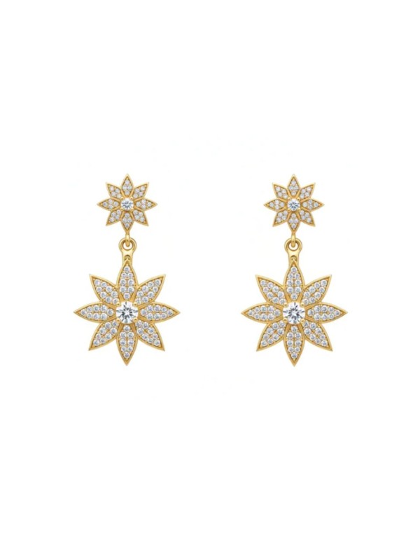 Pendientes con doble estrella con circonitas