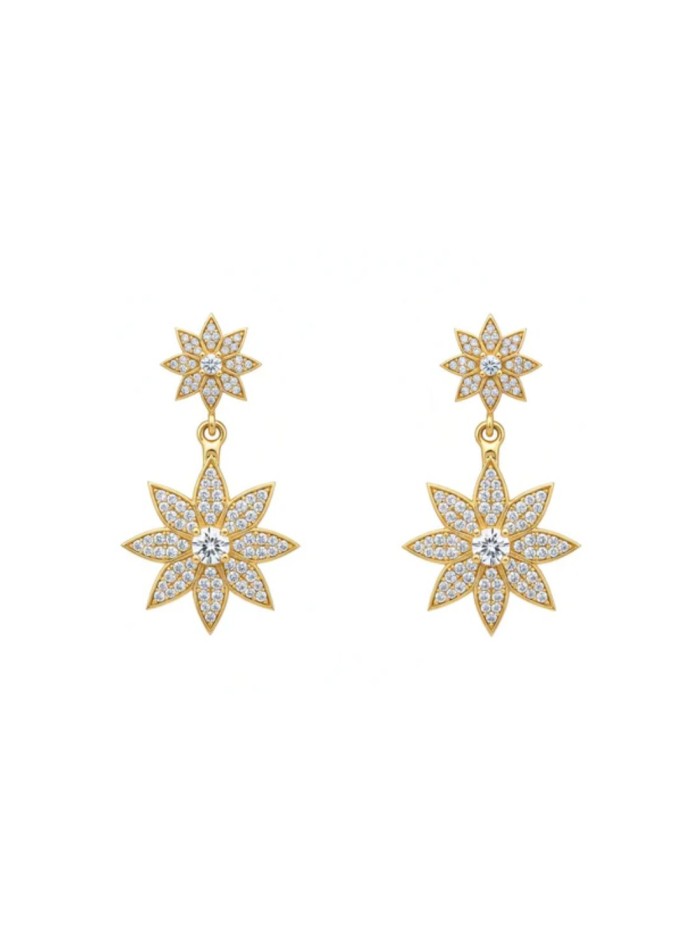 Double star earrings with zirconia