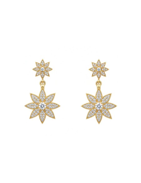 Double star earrings with zirconia
