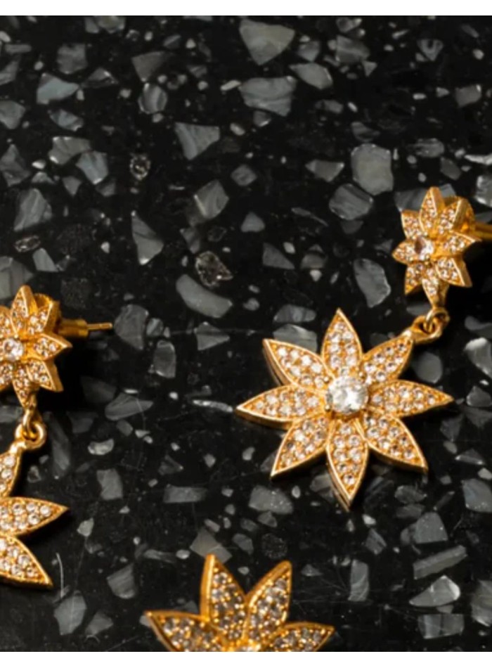 Boucles d'oreilles double étoile avec zircon