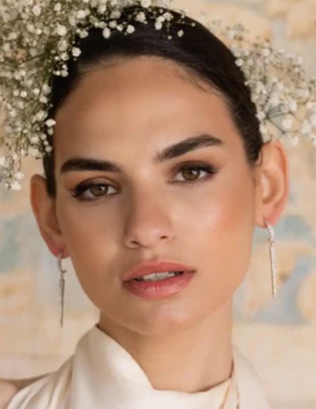 Boucles d'oreilles en argent avec pierre de lune et zircons