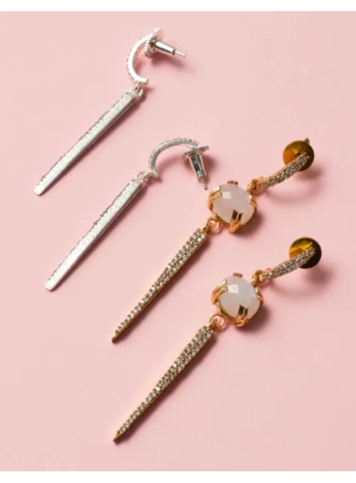 Boucles d'oreilles en argent avec pierre de...