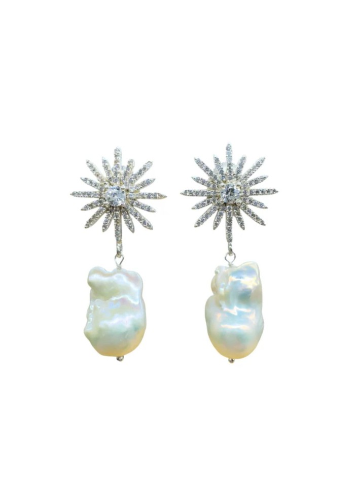 Longues boucles d'oreilles en argent avec...