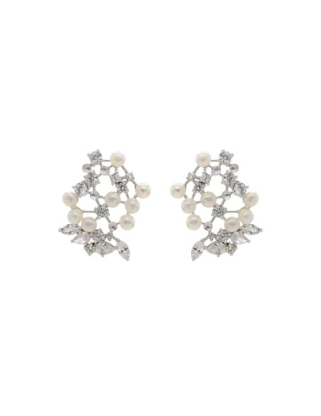 Boucles d'oreilles en argent sterling avec perles et zircons