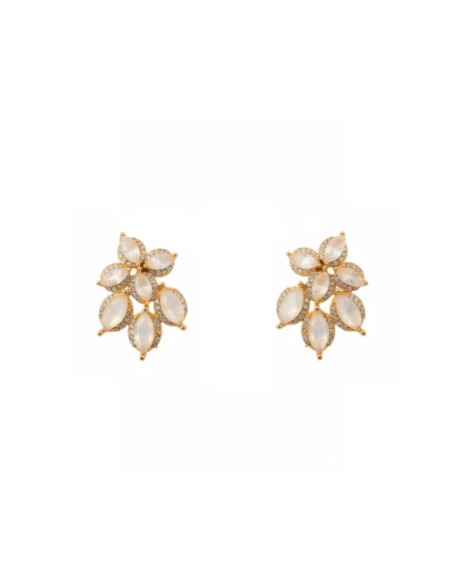 Boucles d'oreilles en forme de fleur avec perles et zircons