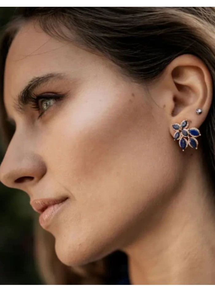 Boucles d'oreilles avec motif floral avec...