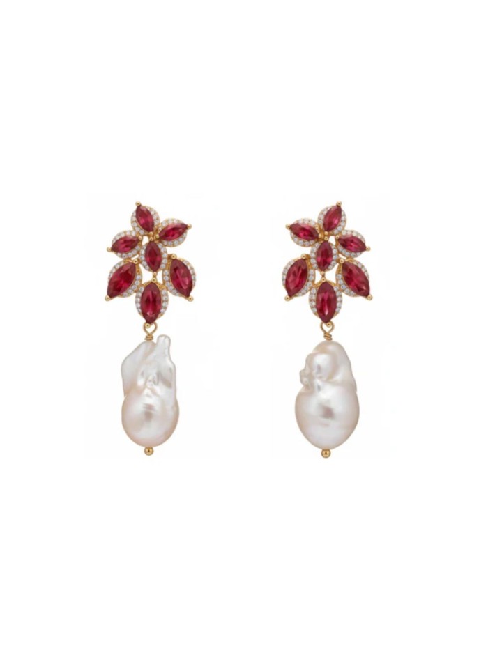 Boucles d'oreilles avec motifs de fleurs avec...