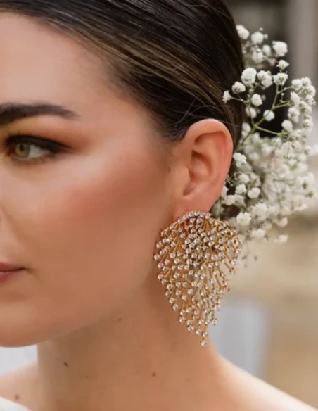 Boucles d'oreilles avec structure ramifiée avec zircons