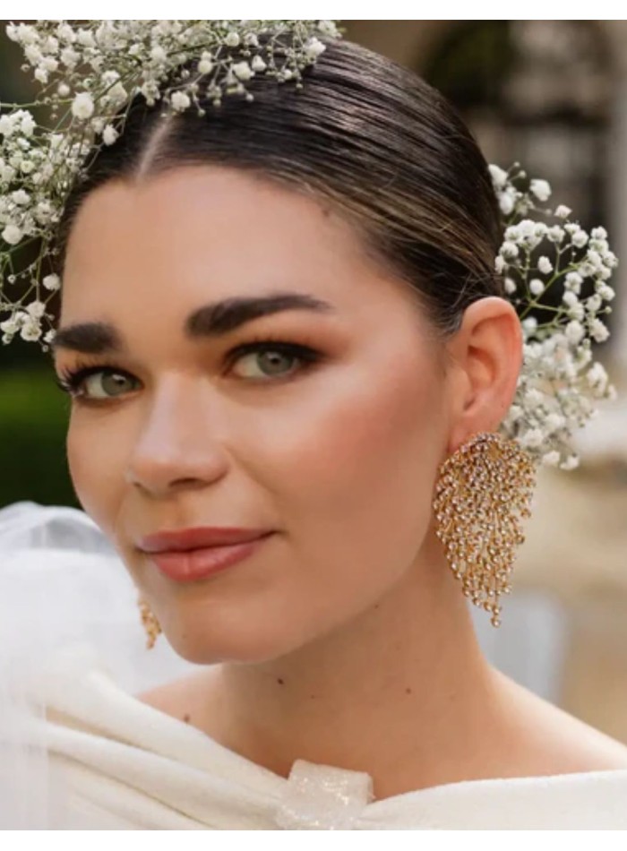 Earrings with branched structure with zirconias