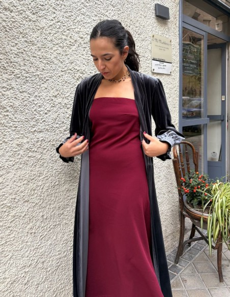 Kimono en velours gris