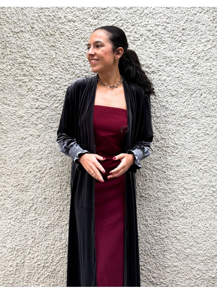 Grey velvet kimono