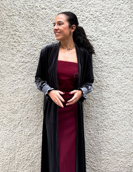 Grey velvet kimono