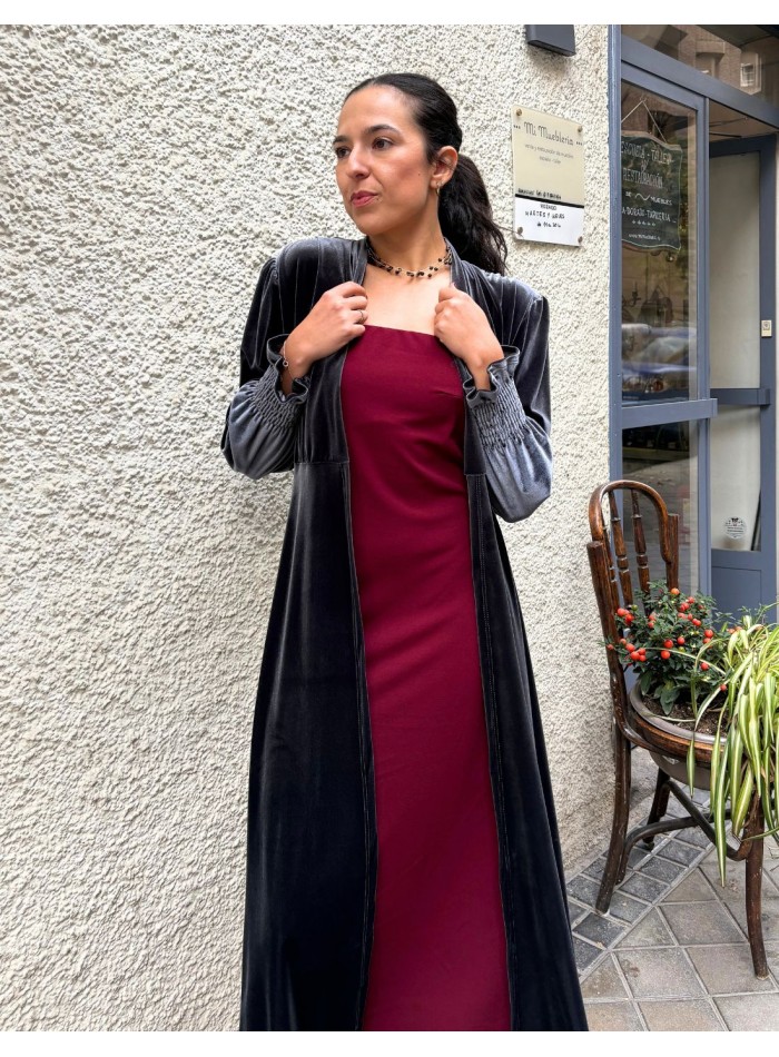 Kimono en velours gris