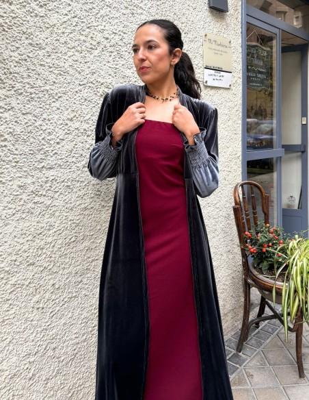 Kimono en velours gris