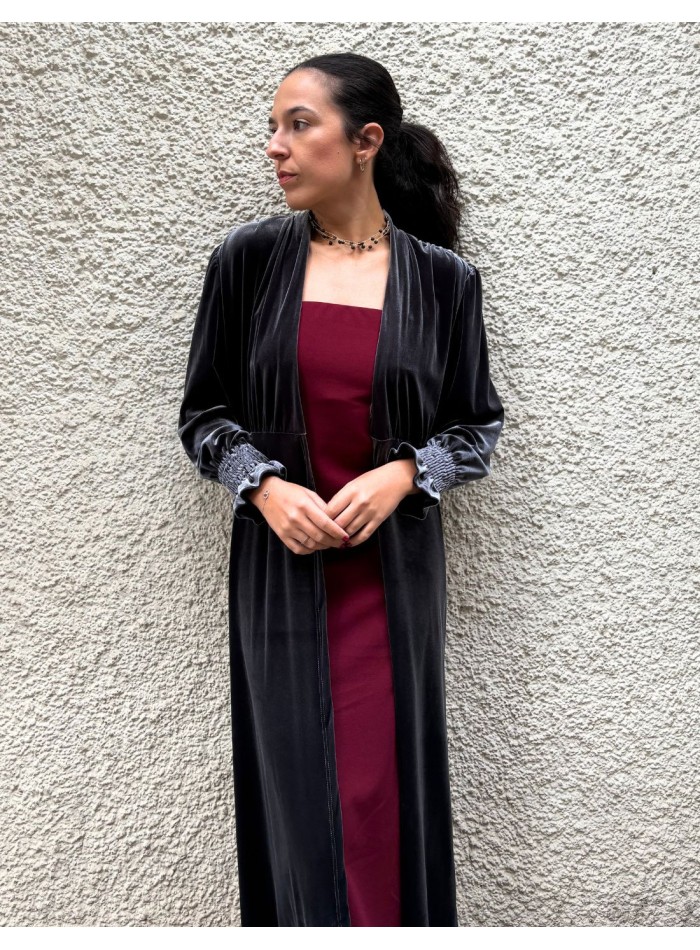 Grey velvet kimono
