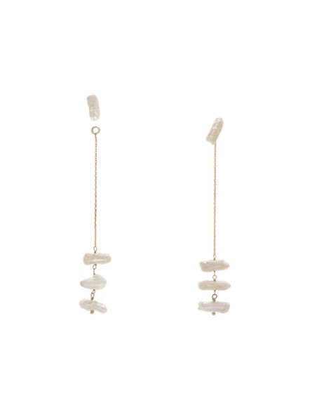 Pendientes largos con cadena y perlas irregulares