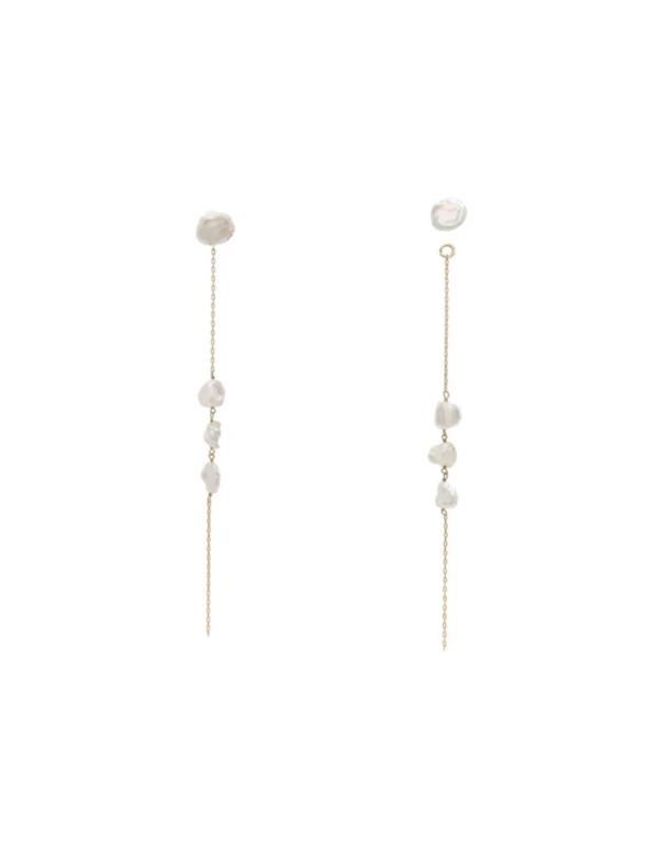 Earrings with detachable design and irregular pearls