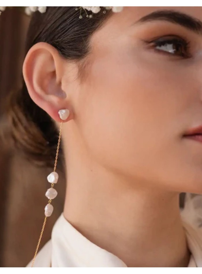 Pendientes con diseño desmontable y perlas irregulares