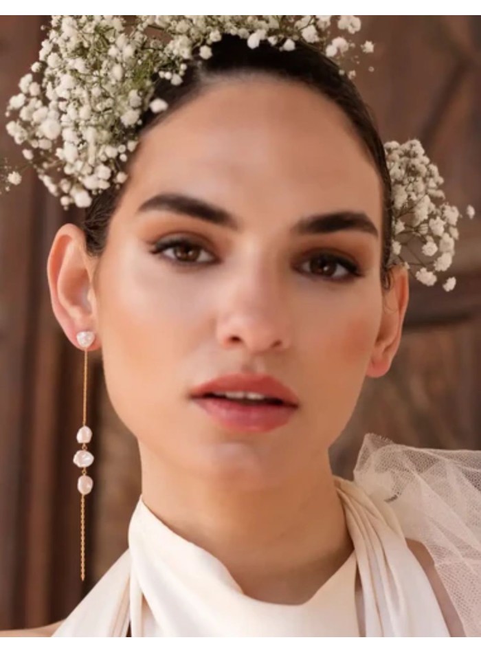 Pendientes con diseño desmontable y perlas irregulares