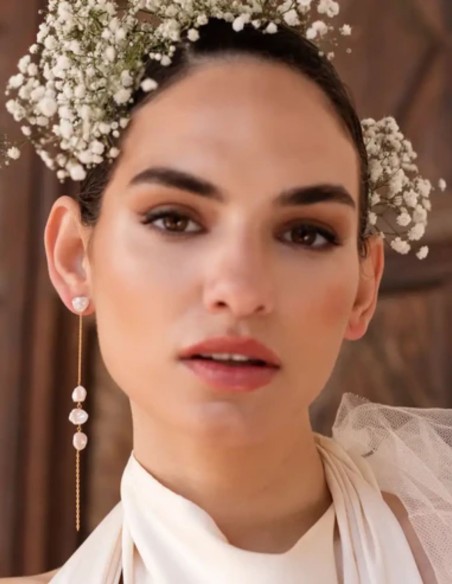 Pendientes con diseño desmontable y perlas irregulares