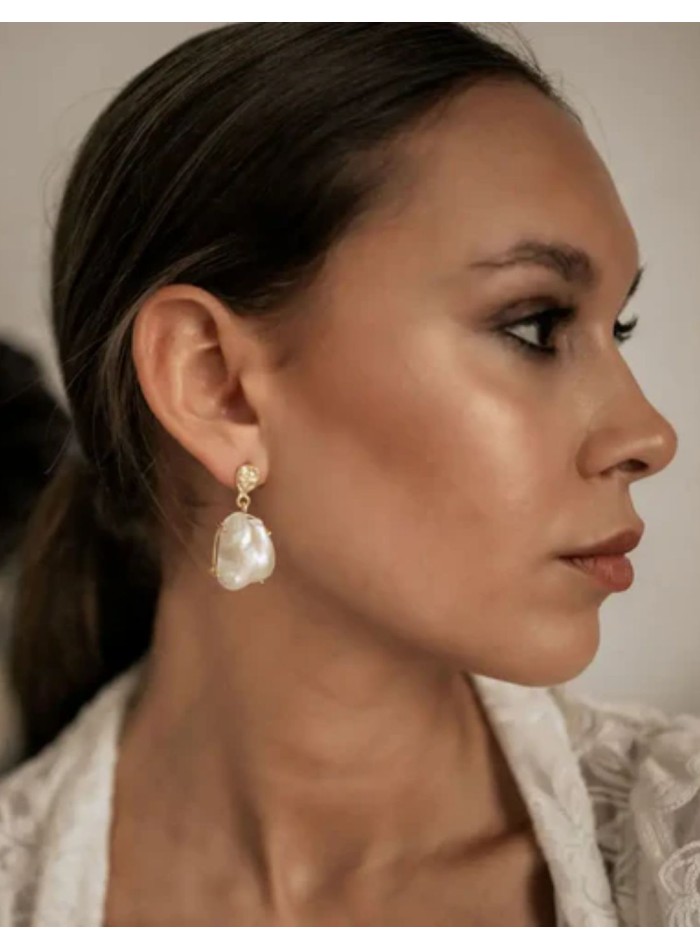 Boucles d'oreilles perles baroques sur base...